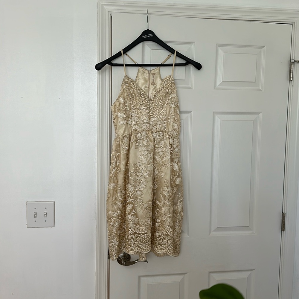 Altar’d State Gold & Cream New Years Eve Dress